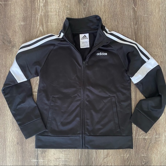 Boys Adidas Full-Zip Black & White Track Jacket - Picture 13 of 14